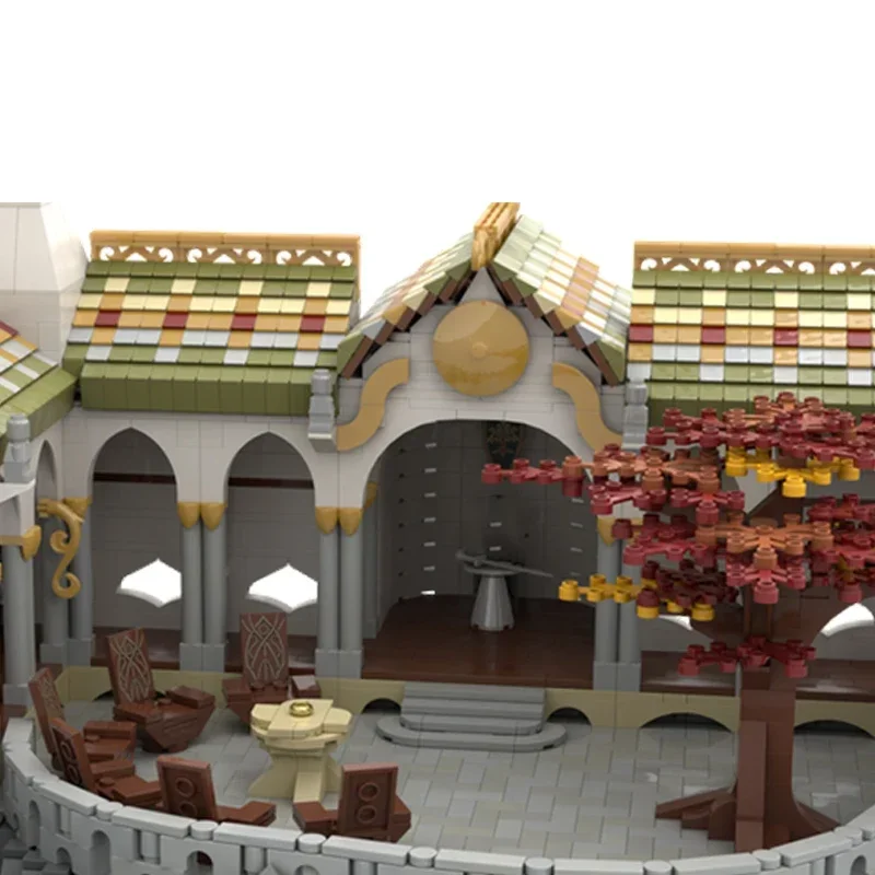 แหวน King รุ่น Moc อาคารอิฐสภา Elrond House เทคโนโลยี Modular Blocks ของขวัญของเล่นคริสต์มาส DIY ชุดประกอบ