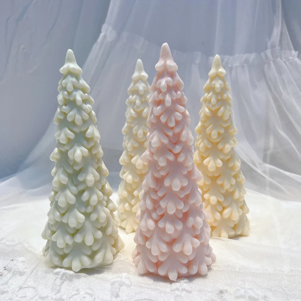 M size Snow Pine Christmas Tree Silicone Candle Mold Christmas Ornaments Silicone Mold Dinner Soy Wax Silicone Mould