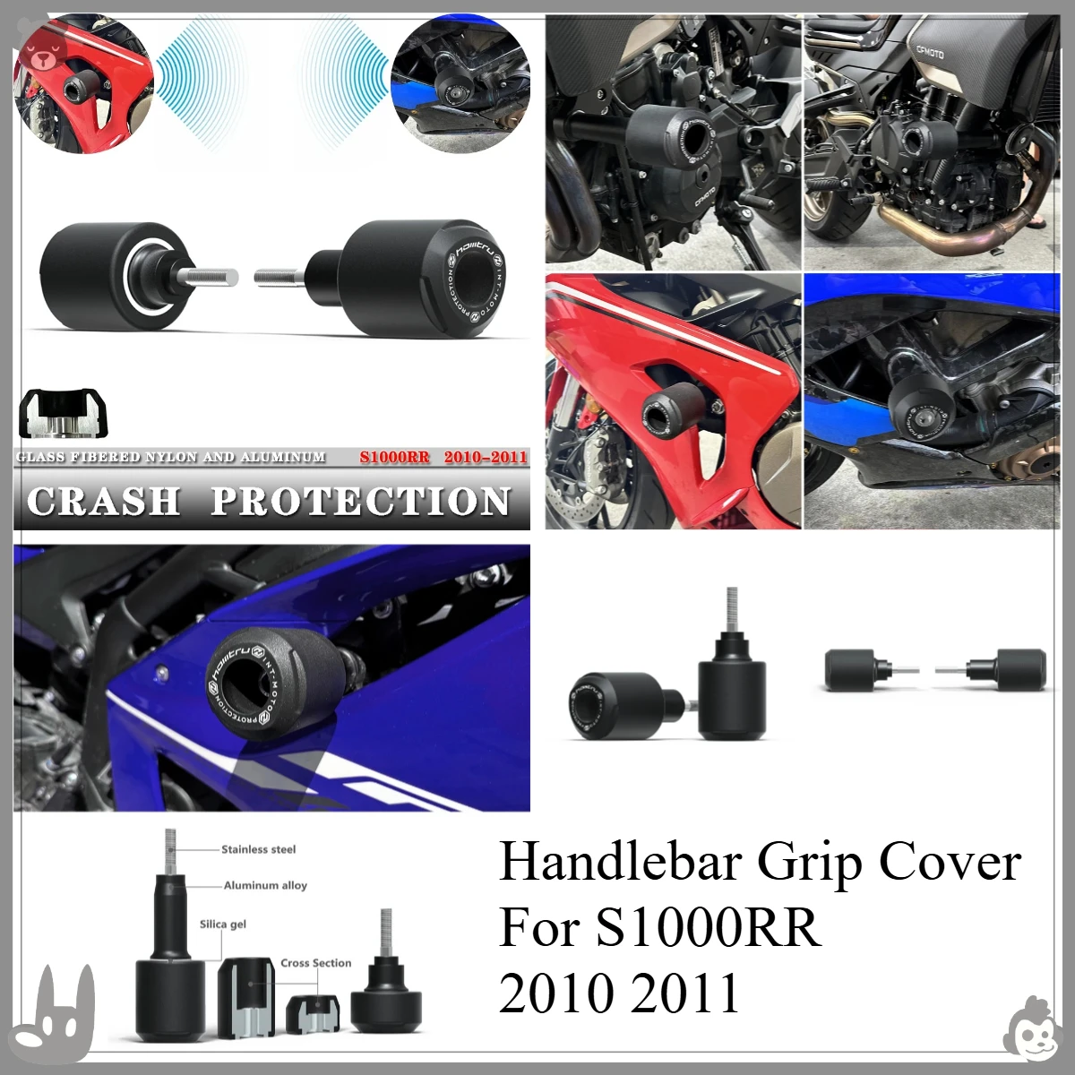 

Handlebar Grip Cover For BMW S1000RR 2010 2011 Motorcycle Handlebar Grips Bar End Plugs Caps Sliders Accessories