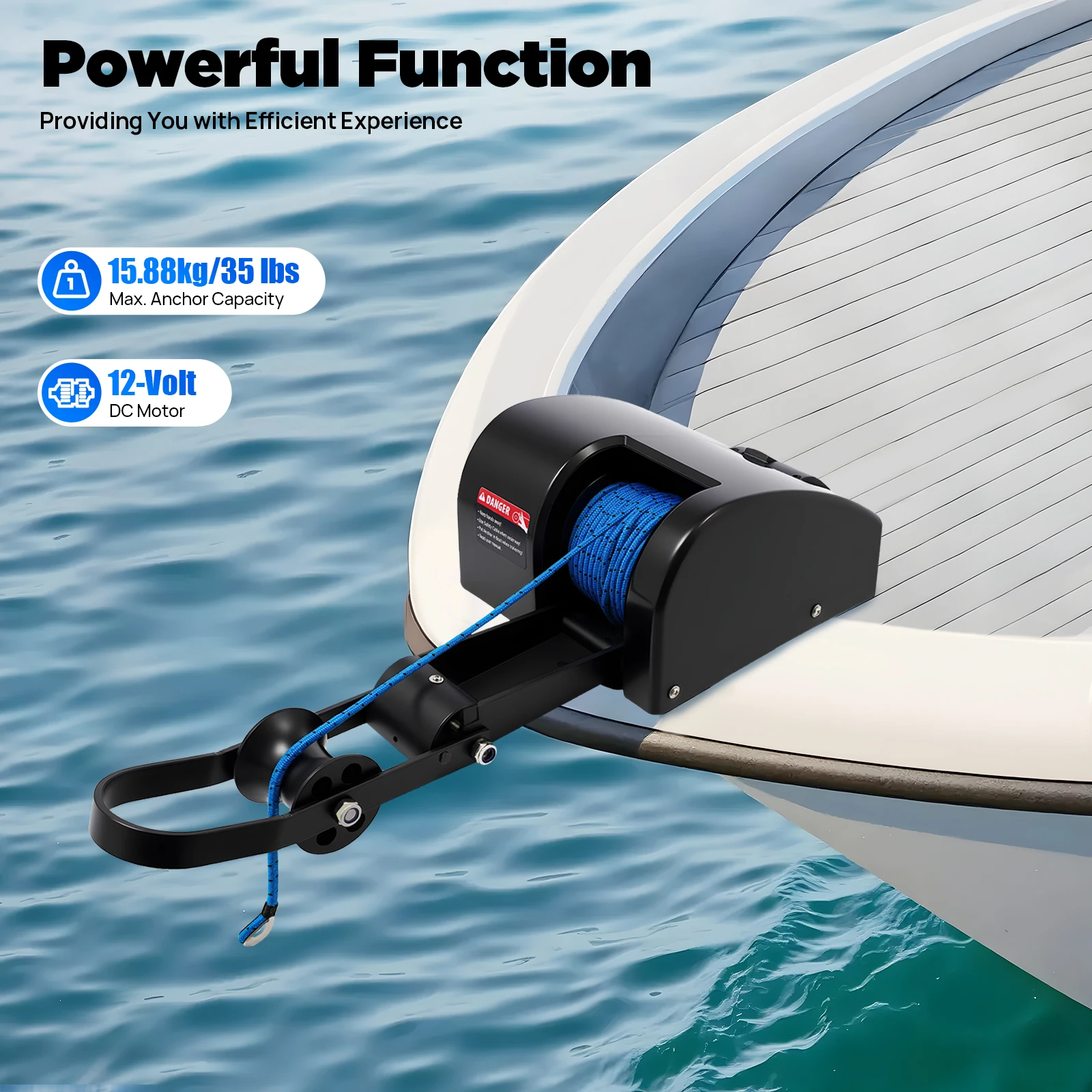 

Electric Boat Winch 12V Boat Electric Anchor Winch Remote Control 700lbs Breaking Strength for 24ft Long Boats 100 Ft Braided An