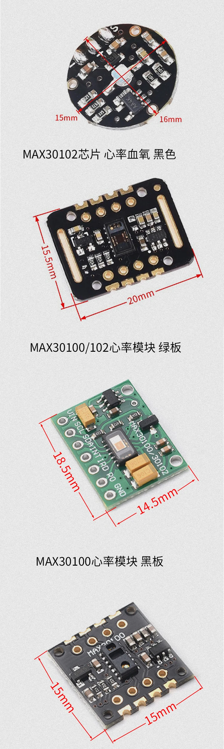 Snvi MAX30102 MAX30100 Herzfrequenz-Sensormodul Pulserkennung Blutsauerstoffkonzentrationstest für Arduino Ultra-Low Power – Detail 3