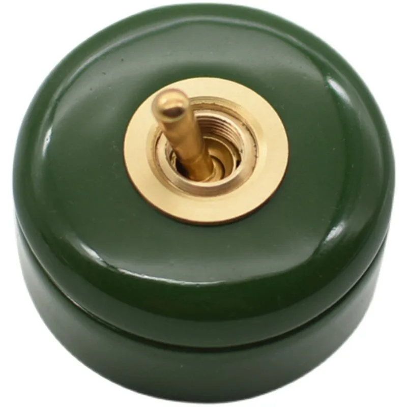 

Винтажный ретро-выключатель с металлическим рычагом, креативный, черно-белый, простой, декоративный, круглый, керамический, фарфоровый, с деревянной подставкой