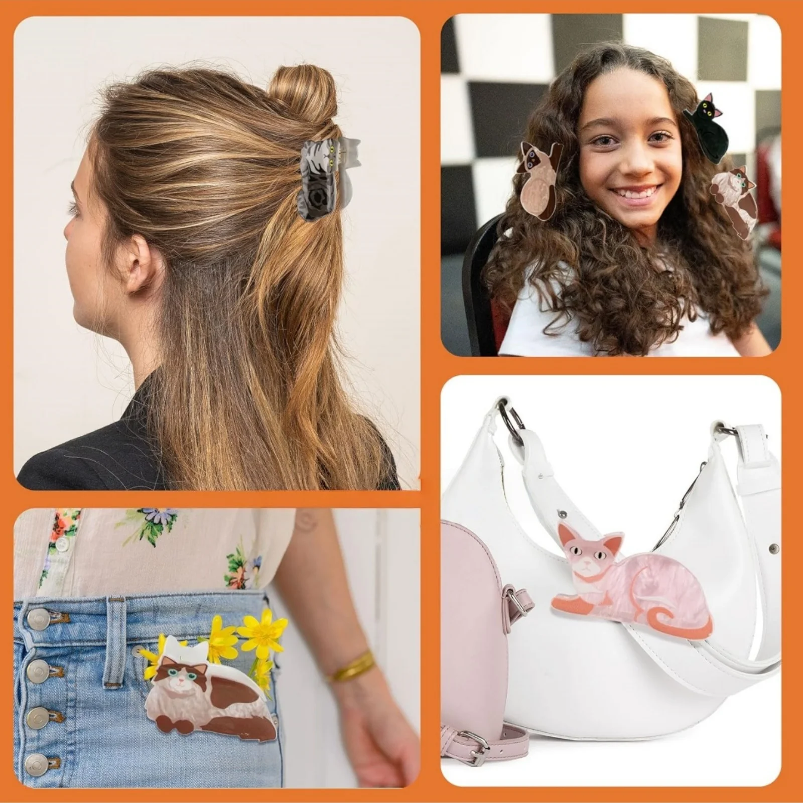 1 Stück Tierhaarklammer, niedliche Kätzchen- und Welpen-Haarklammer in mittlerer Größe, mittelgroße Haarklammer, Haaraccessoire für die Haarpartie am Hinterkopf. – Detail 4