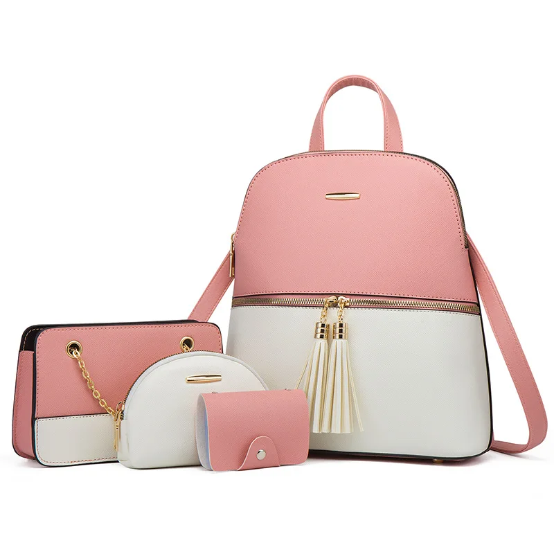 New European American Style Women Backpack Set 4pcs Shoulder Crossbody Tote Mother Daughter Bags