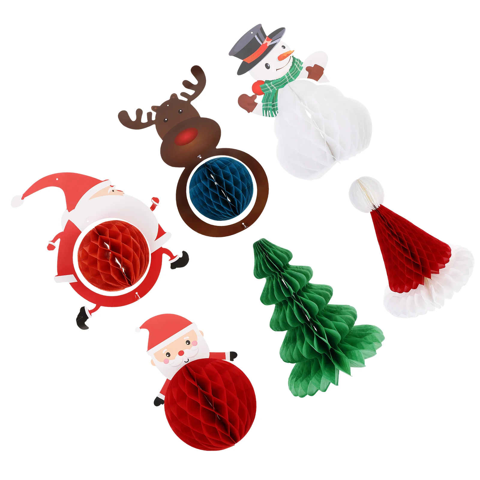 

6pcs Christmas Tree Decorations Honeycomb Hanging Ornaments Paper Ball Xmas Party Favors DIY Garden Yard Lanterns Holiday Decor