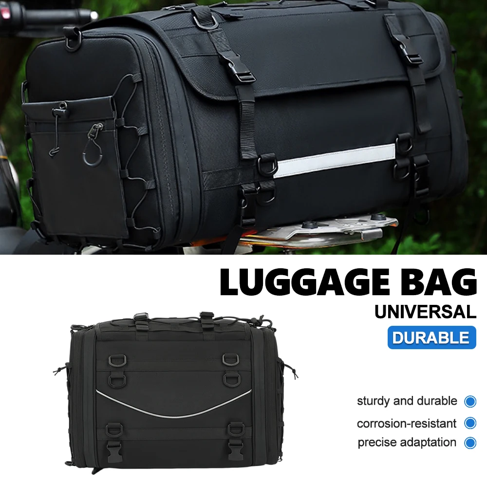 Motorcycle Rear Rack Duffel Bag Multi‑Mount Expansion Points Compartment Storage Waterproof Fabric Luggage For Riding Mod Parts