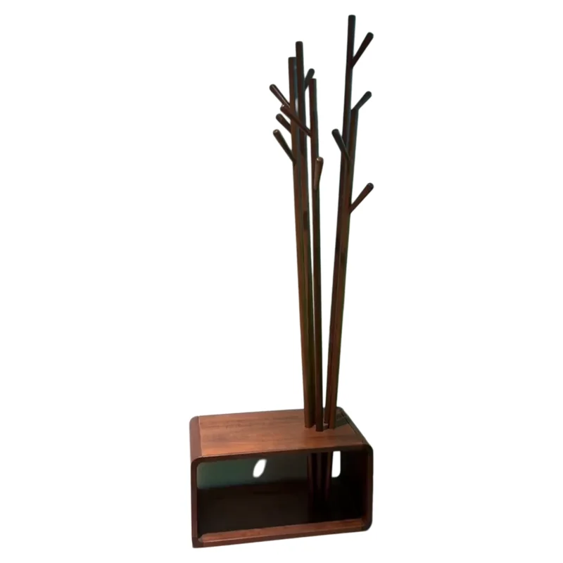 

New Chinese black walnut coat rack, shoe changing stool integrated, door vertical simple design coat rack