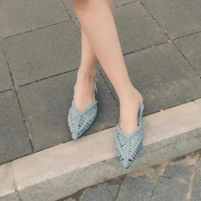 Flats Sandals Women 2024 Summer Fashion Trend Pointed Toe Flat With Slippers Women\'s Shoes Casual Flip Flops Sandalias Mujer