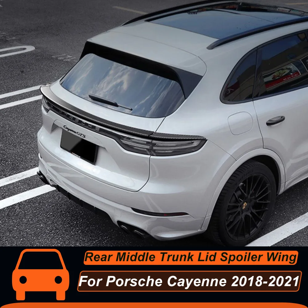 For Porsche Cayenne 2018-2021 Rear Trunk Lid Car Spoiler Wing ABS Plastic Glossy Black Carbon Printing Exterior Accessories Part