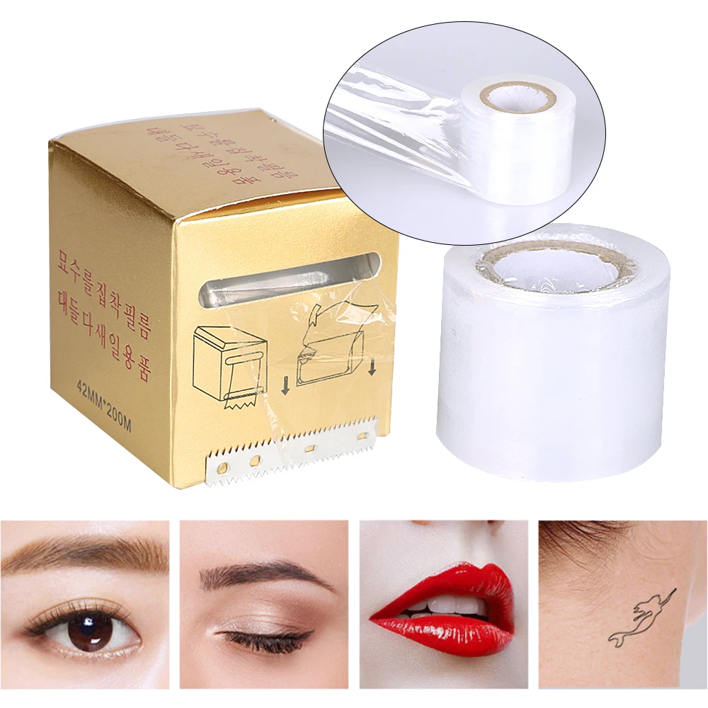 1pc Tattoo Film Wrap Clear Cover Microbading Plastic Preservative 42mm*200mm Disposable Eyebrow Lips Transparent PMU Supplies