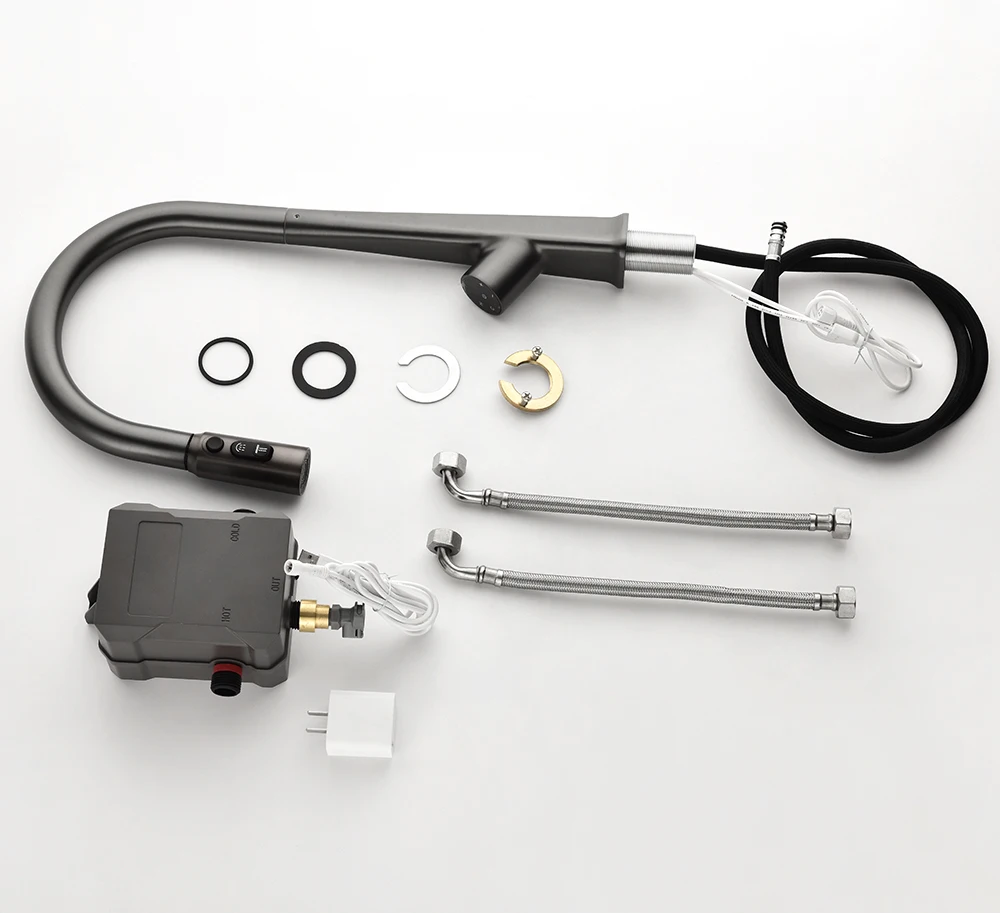 الذكية التلقائي الاستشعار صنابير المطبخ Touchless بالوعة المطبخ صنبور سحب أسفل رذاذ LED شاشة ديجيتال اللمس صنبور حوض خلاط المطبخ حنفية حثية فاخرة حديثة لمطبخ صنابير مياه خلاطات مطبخ ذهبية مصقولة لفيلا منزل فندق تجديد #5