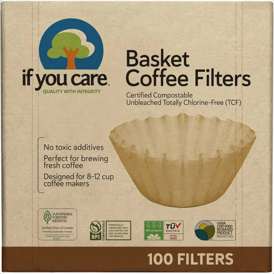 

Coffee Filters 8Inch Basket in Poly Bag 100 Count Pack of 12