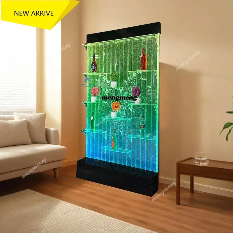M138 Customization.Customized Acrylic LED Digital Water Bubble Wall Designed with Display bar Shelves