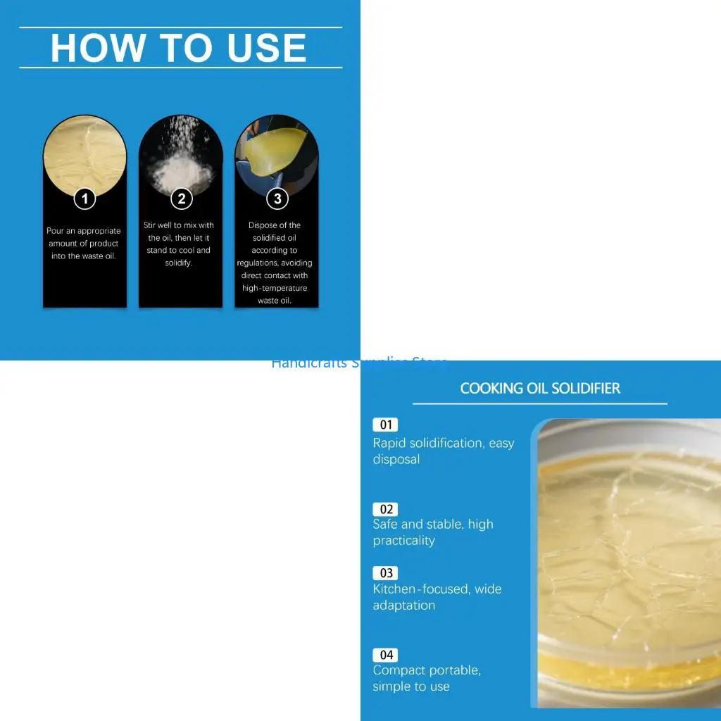 R1WA Oil Solidifying Agent Works Instantly With Vegetable Fruit And Lard Oils Grease Hardener Easy Disposal for Homes Kitchen