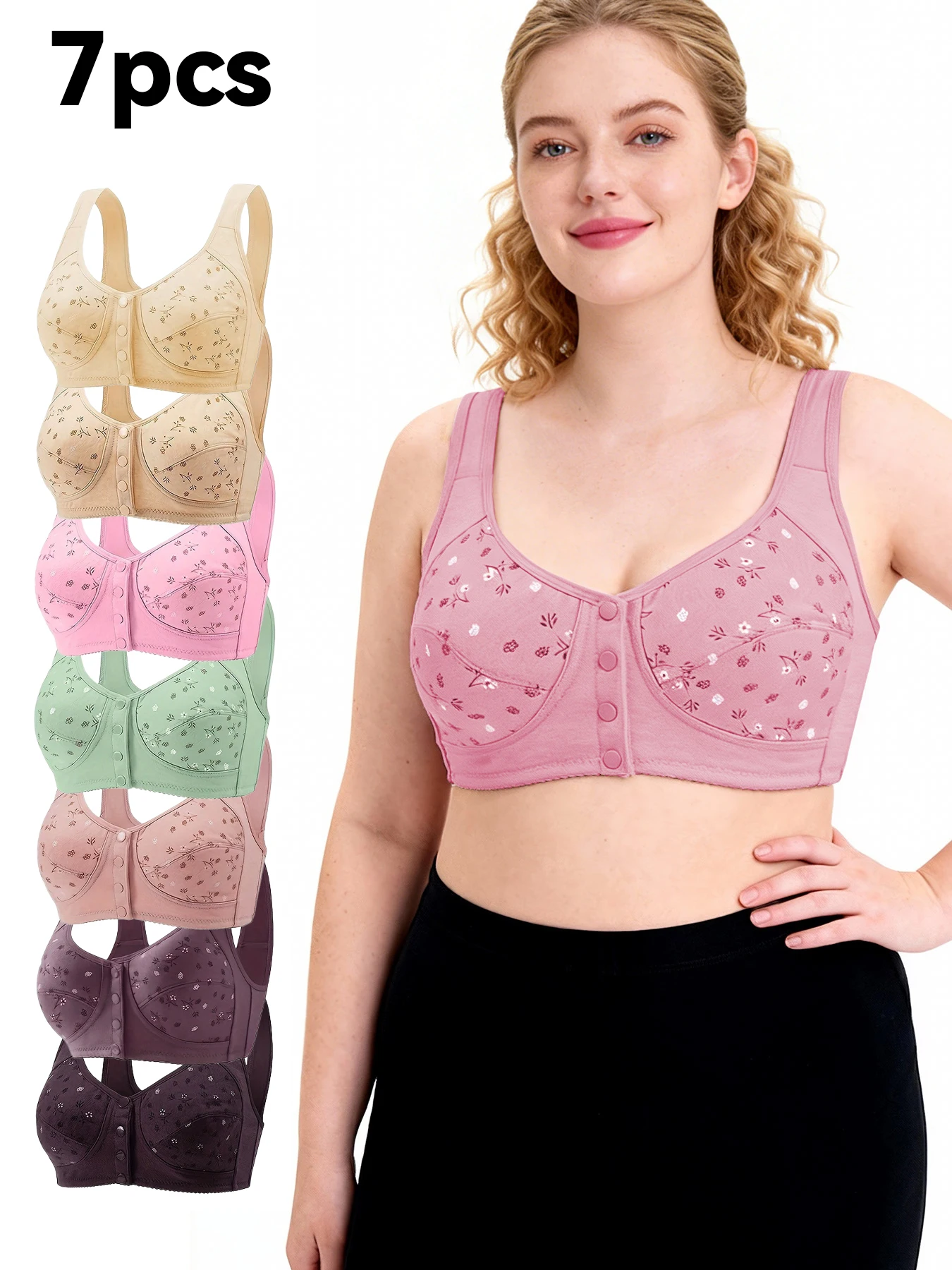 

Комплект из 7 элегантных кружевных бюстгальтеров пуш-ап для женщин больших размеров, бесшовные дышащие кружевные бюстгальтеры, для ношения на весь день, универсальное нижнее белье