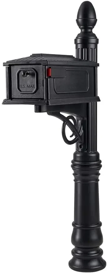 Mailboxes Stratford Plastic Mailbox and Post Kit, SC000BAM, Black, Medium Capacity