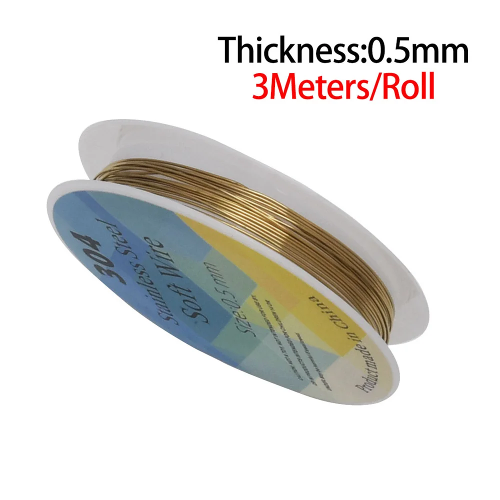 3-20Meters 304 Stainless Steel Wire PVD Coated Gold Wire for Diy Jewelry Making Wire 0.4/0.5/0.8/1.0mm