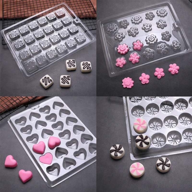 

Creative PET Plastic Chocolate Molds Baking Tools for DIY - Heart/Square/Round/Flower Shapes Jelly/Candy/Ice Cube Molds 〔YY33〕