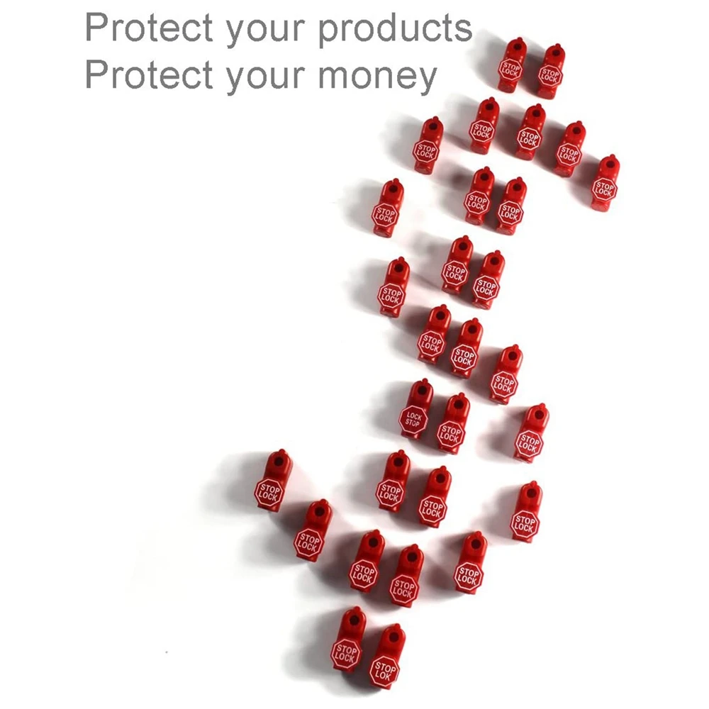 ABYL Peg Hook Lock Stop Lock 100 Pieces Plastic Red Stop Lock Anti-Theft Lock Retail Pin Hook Safety Display Hook Lock