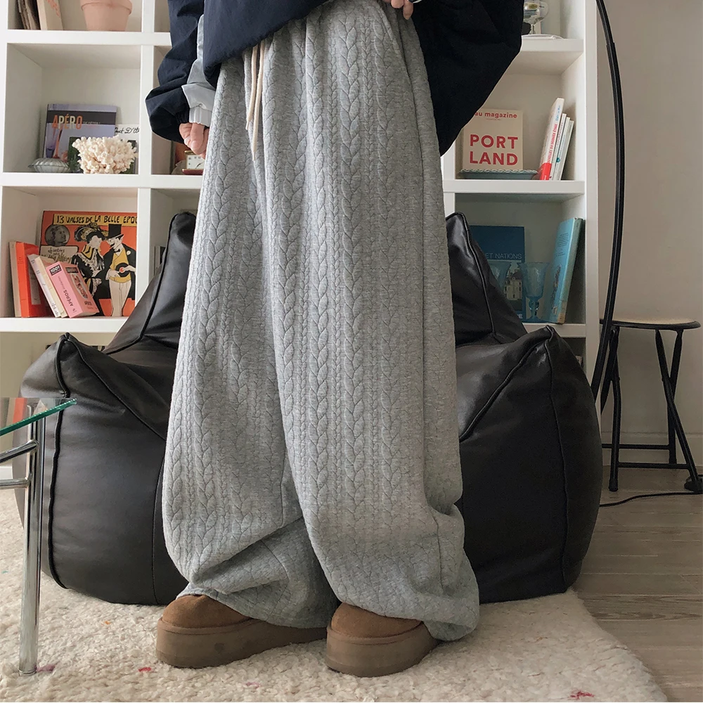 

Twist Loose-Knit Wide-Leg Slacks for Women, Korean Style