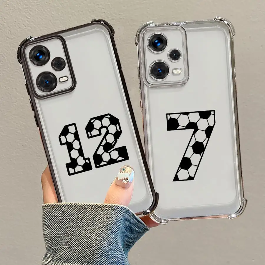 حافظة هاتف لهاتف Xiaomi Redmi Note 11s 10 Lite 14 Pro Plus 11 12 13 10 Pro 10s 9S غطاء شفاف أرقام نجوم كرة القدم #6