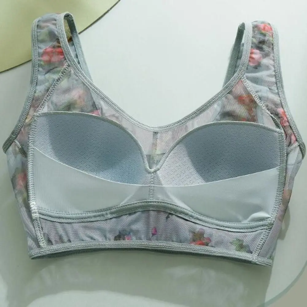 Ultra Thin Ice Silk Lace Cooling Comfort Bra Nylon Seamless Design Seamless Wireless Bra Breathable Spandex