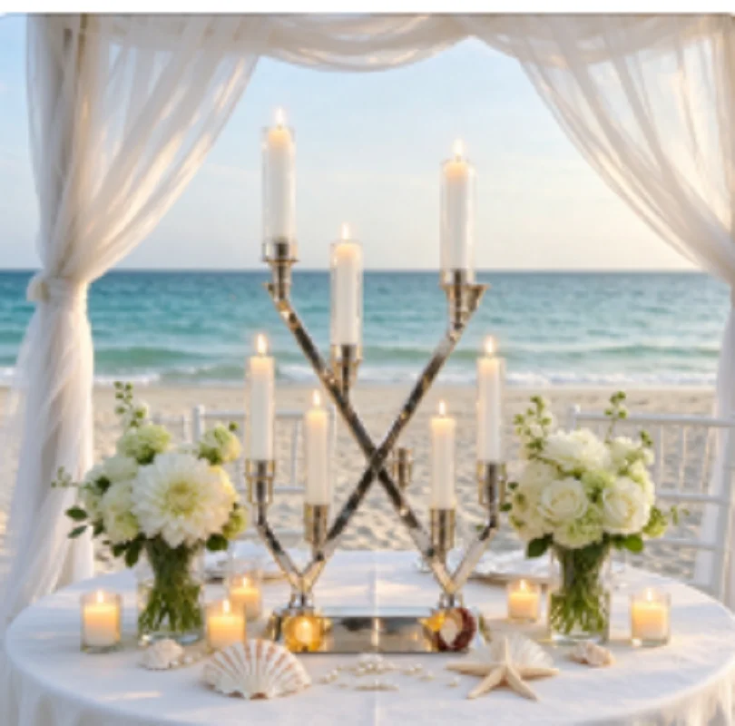 2pcs 16 Head Gold Wedding Party Store Store Wedding Birthday Party Family Gathering Decorative Lighting