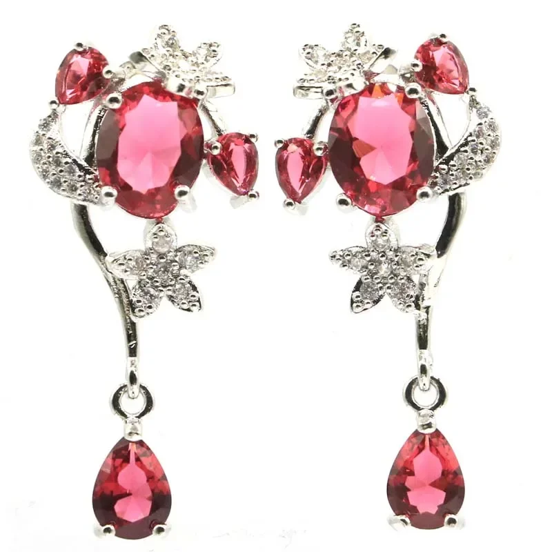 6.5 جرام مخصص 925 الصلبة الفضة الاسترليني أقراط ملونة البنفسجي تنزانيت التورمالين سموكي الزبرجد سيترين تنزانيت تشيكوسلوفاكيا