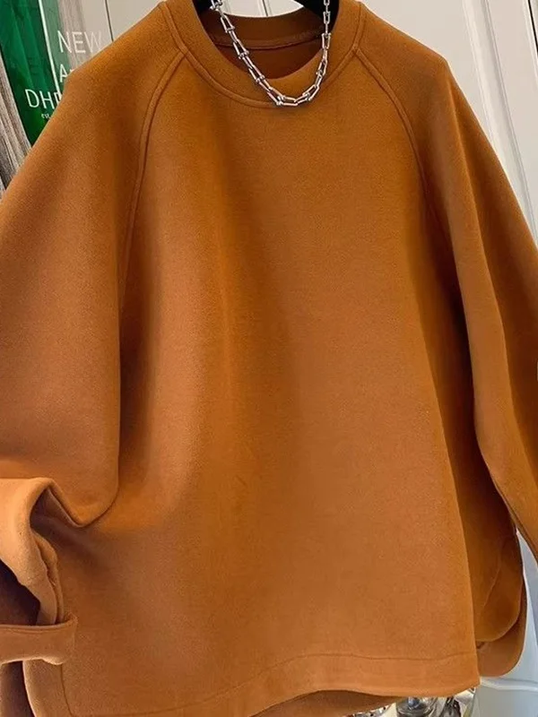 

Оранжевый свитшот больших размеров, женский повседневный круглый топ Ne Fce, свободный простой зимний модный удобный теплый длинный све, футболка...