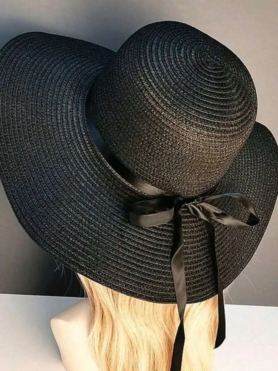 

Womens Summer Beach Sun Hat With Large Brim Foldable Straw Hat