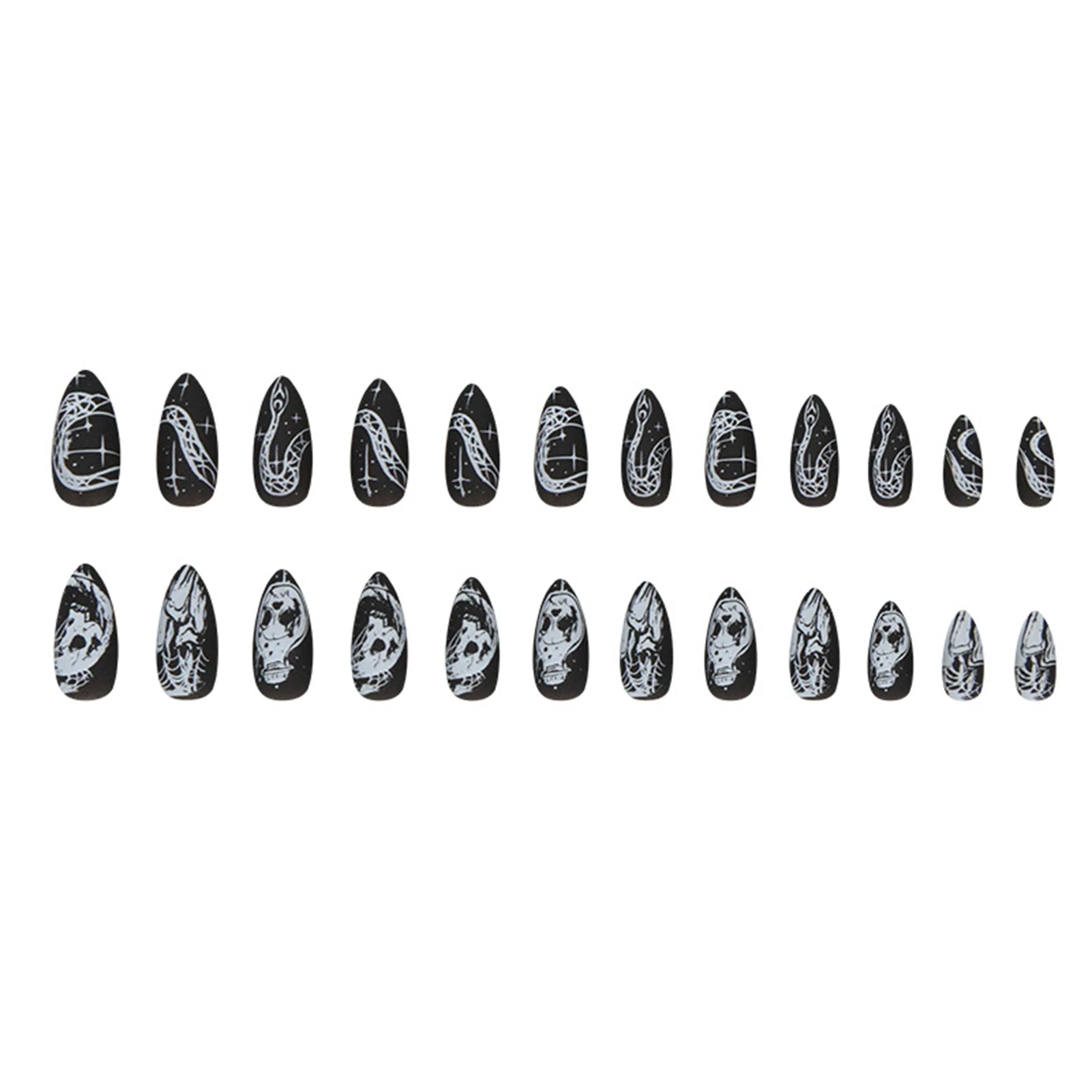 Frosted Black Halloween Theme False Nails Durable & Never Splitting Comfort Fake Nails for Hot Girl Dress Matching