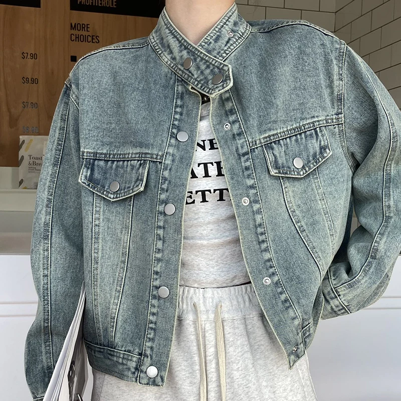 

Retro Denim Jacket Women Spring Autumn Single-Breasted Buttons Loose Casual Light Blue Jacket Coat Female 2025 New Tops Jacket
