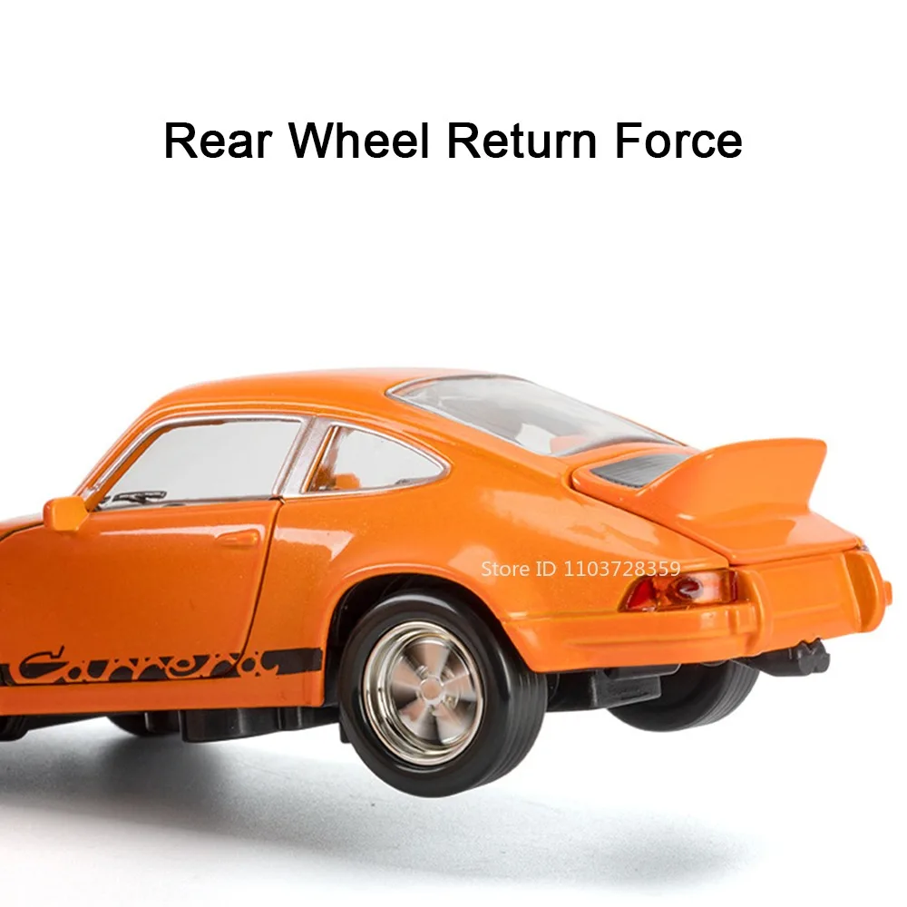 1:36 911 Carrera 1974 Turbo 1978 ของเล่นรถยนต์โลหะผสมDiecastเสียงประตูเปิดดึงกลับMiniยานพาหนะสําหรับของขวัญเด็ก