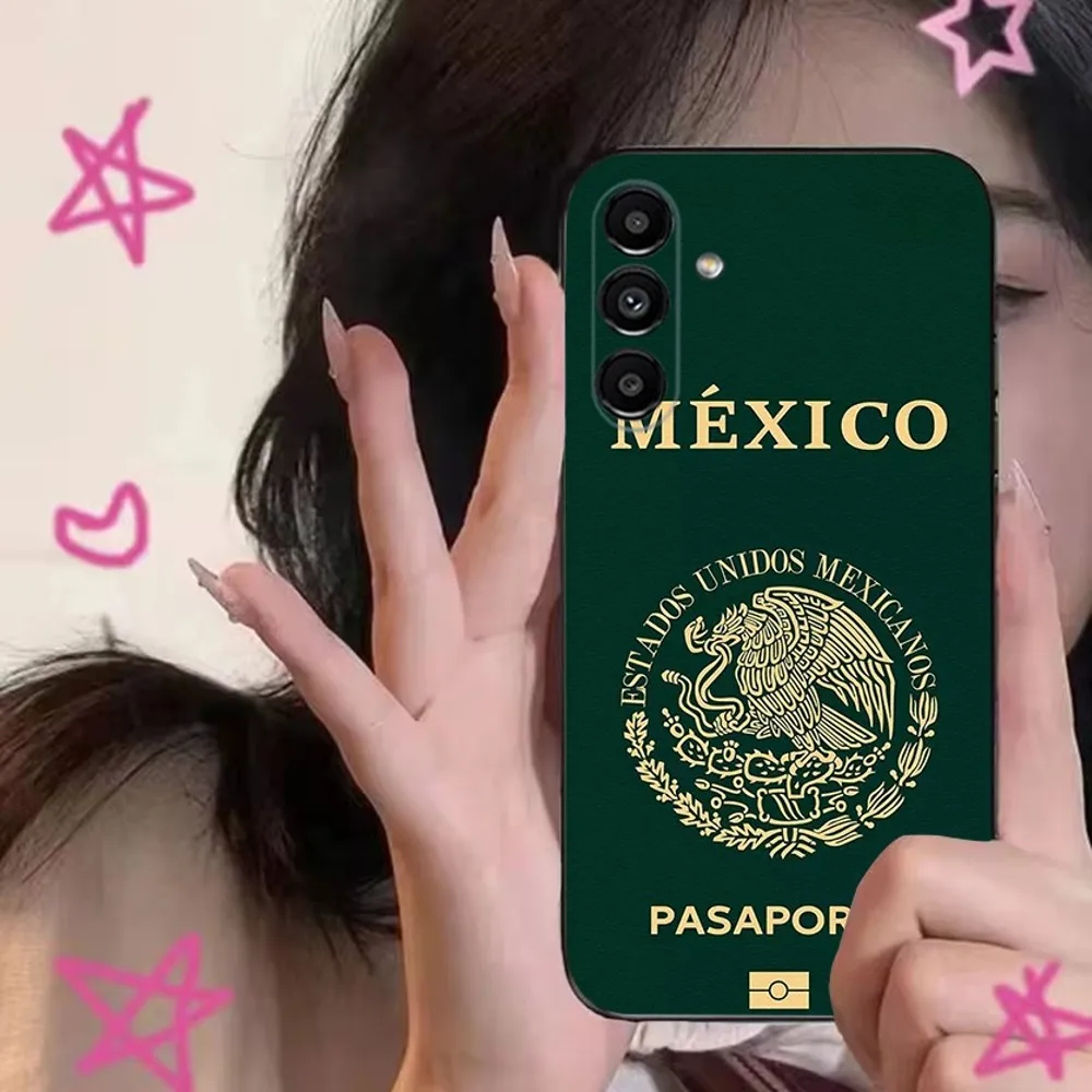 Passport country Phone Case para Samsung S24,S21,S22,S23,S30,Ultra,S20,Plus,Fe,Lite,Note,10,9,5G Black Soft Cover