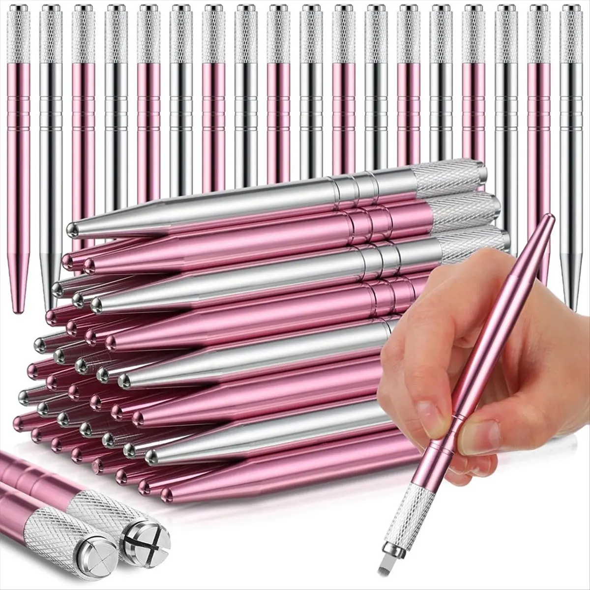 A45I 50 Count Microblading Pens Manual Eyebrow Pencils Microblading Supplies Aluminum Microblading Hand Tools for Cosmetics A