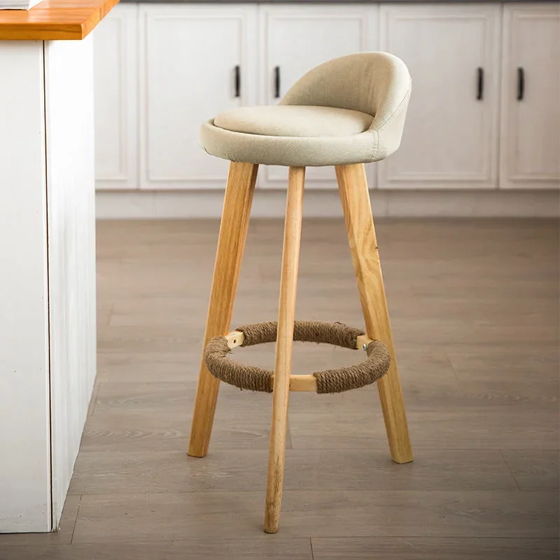 

Solid Wood Bar Chair Modern Simple Bar Chair Nordic Retro Retro High Stool Reception Island Tabourets De Bar Household Products