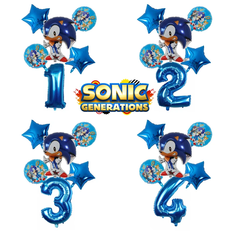 

Cartoon Sonic Cartoon Balloon Digital Combo Set Boy Sonic Hedgehog Game Action Puppet Party Aluminum Film Balloon