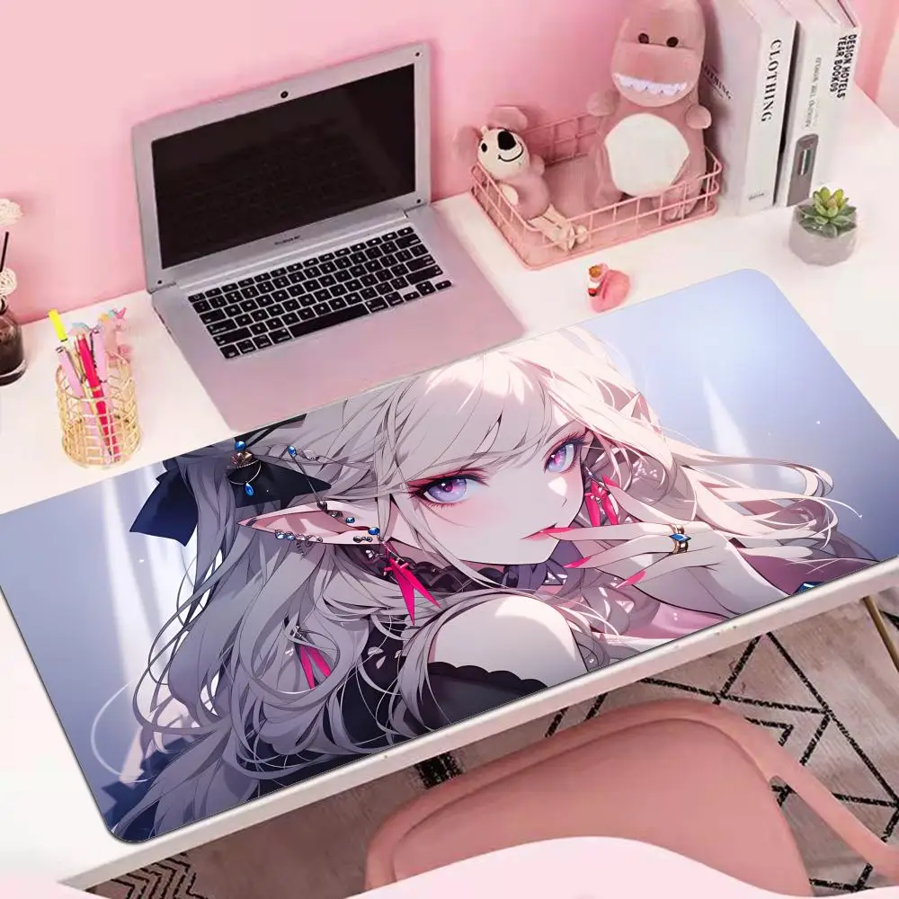 

HYBXAXC Gaming Mousepad Cute Anime Girls Locking Edge Keyboard Mouse Pad Gamer Non-Slip Computer MouseMat Kawaii Deskmat Carpet