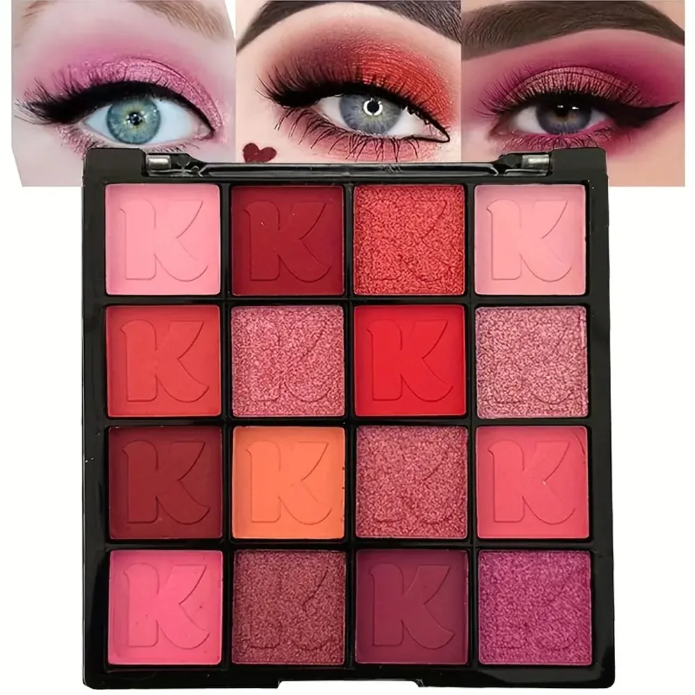 Paleta de sombras de ojos de 16 colores: renderizado de alto color, maquillaje de escenario dinámico, apariencia dramática, crear maquillaje de ojos