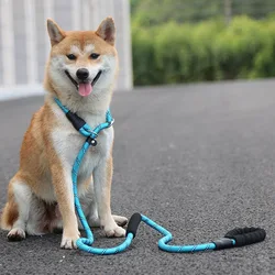 180cm Reflective Strong Dog Leash Outdoor Walk Padded Handle Adjustable Loop Collar Pet Leashes for Puppy Medium Large Big Dogs