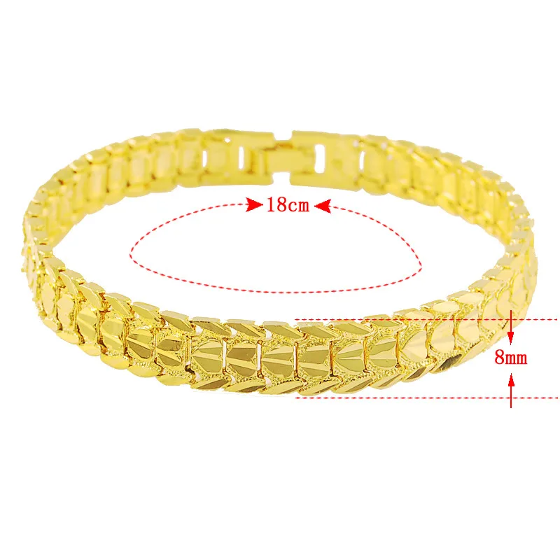 24K Gold Plated Bracelet 8mm Sideways Cuban Bracelet Gifts for Men