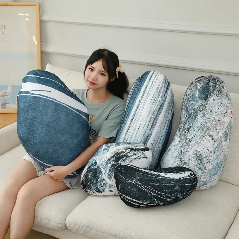 Plush Toy Cobblestone Backrest Fashion Pillow Bolster Cushion Stone Shape Pillow Creative Stone Rock for Children Birthday Gift