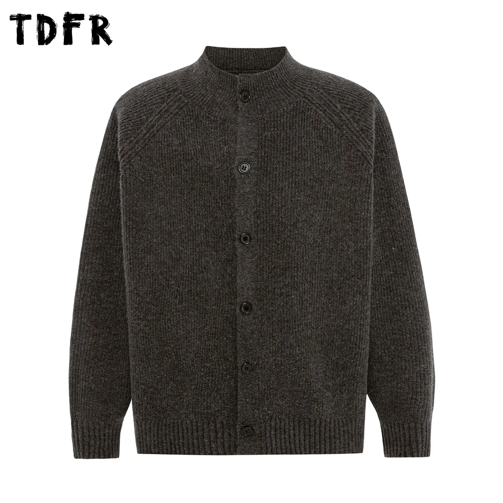 

Solid Color Raglan Sleeve Sweater Mens Autumn Winter Retro Casual Single Breasted Long Sleeve Sweatercoat Man