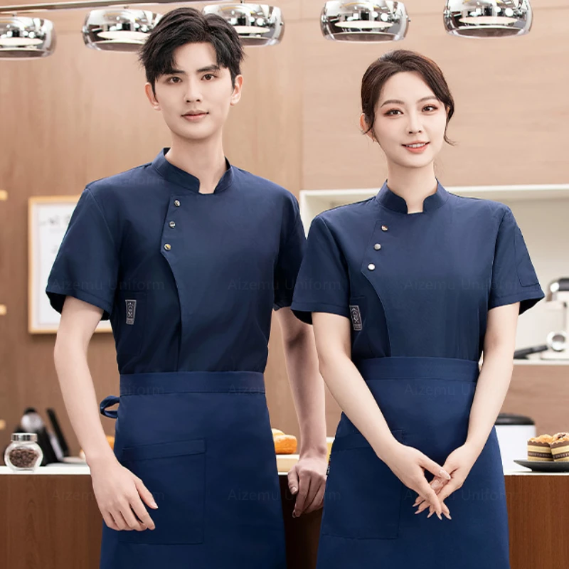 Płaszcz szefa kuchni Mundur szefa kuchni z krótkim rękawem i siateczką Gotowanie Pizzaiolo Top Restauracja Spodenki robocze Piekarnia Kawiarnia Kelner Kelnerka