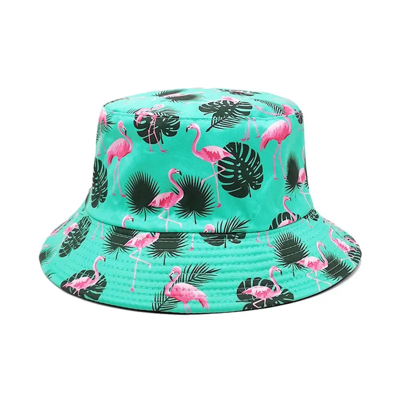 2024 Panama Bucket Hats Animal Flamingo Print Fisherman Hat Summer Sun Hats For Women Men Reversible Fishing Cap