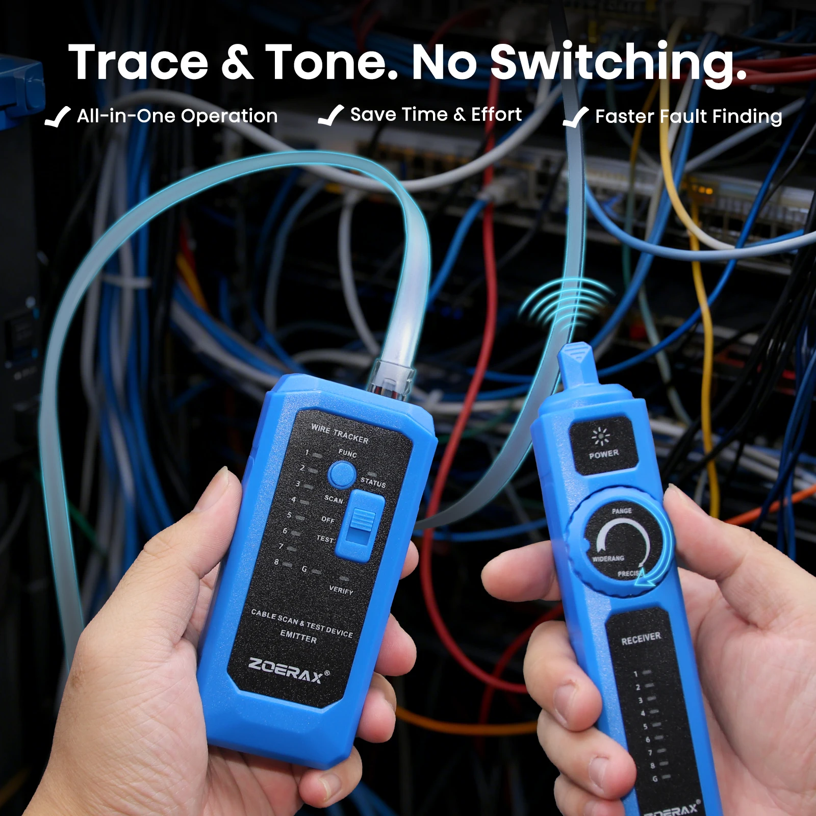 Network Cable Tester POE RJ45 RJ11 Wire Tracer Circuit Tester Cable Collation Telephone Wire Tracker High Sensitivity Line Finde