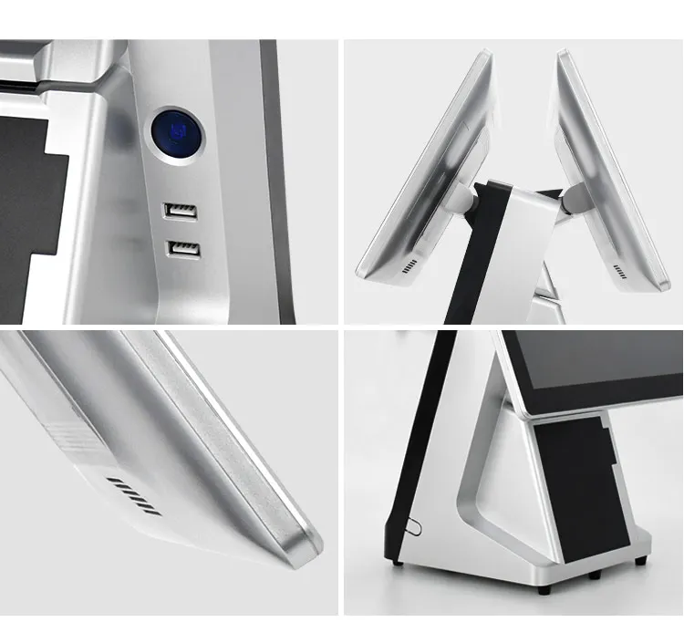Capacitive Touch 15.6 Inch Dual Screen Pos Terminal Windows 10   Fast Food Supermarket POS  Billing Terminal