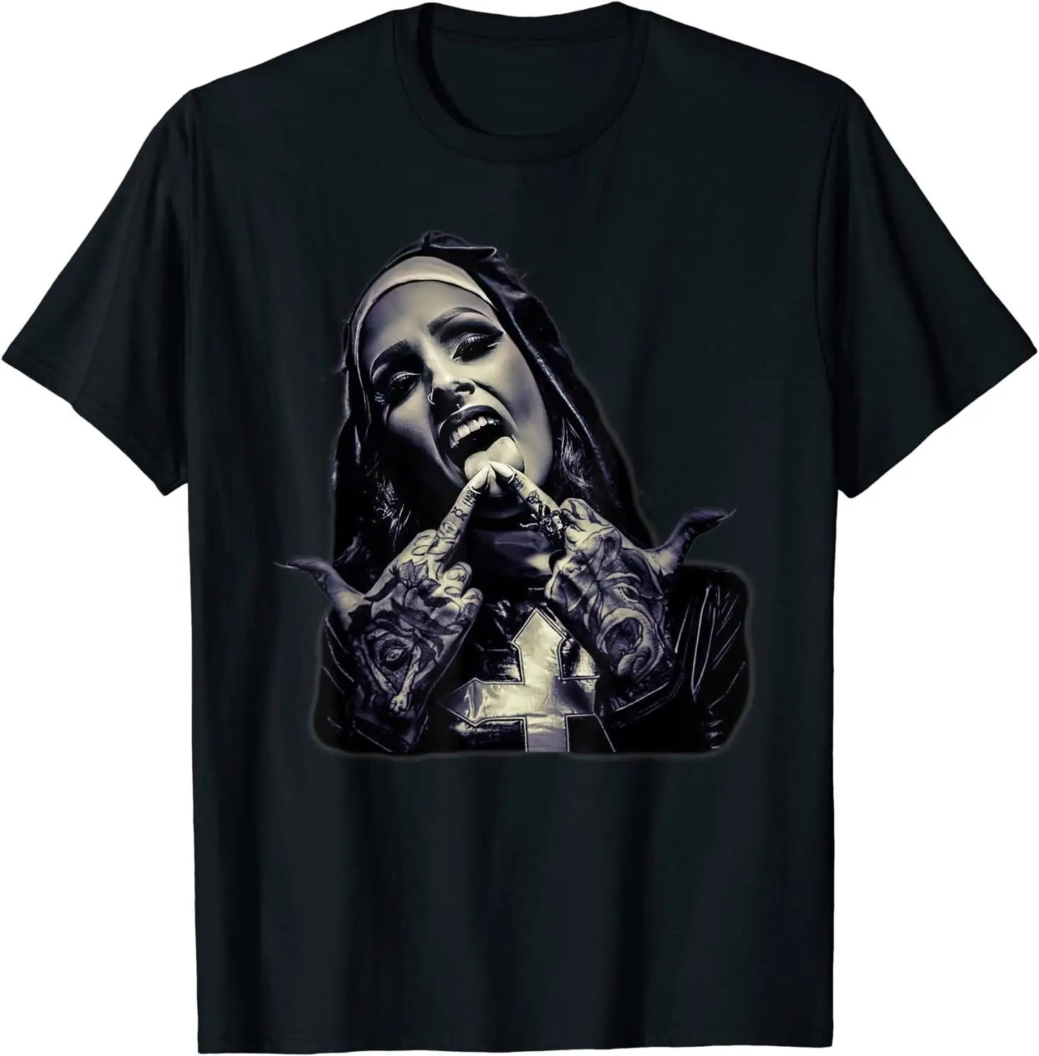 Satanic Nun Tattoos Unholy T-Shirt Size S-5XL