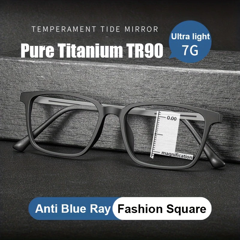 Multifokale progressive Lesebrille aus reinem Titan für Herren und Damen, Nah- und Dual-Use-Anti-Blaulicht-Brille mit automatischer Anpassung