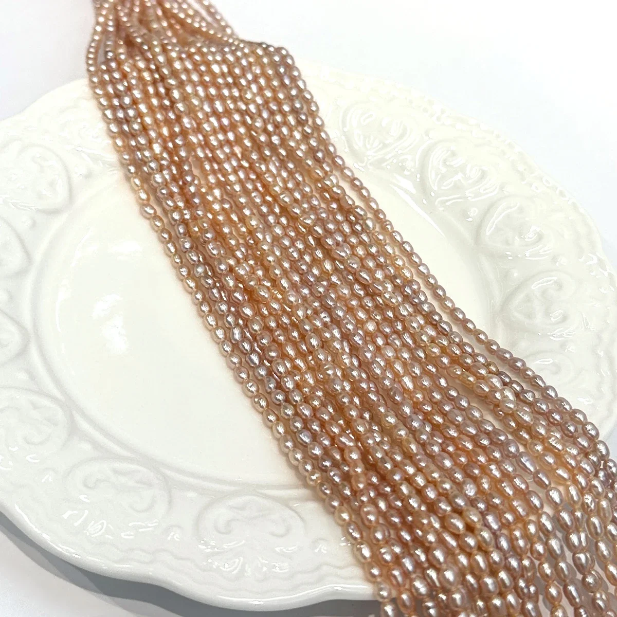 2–3 mm exquisite kleine natürliche Süßwasserperlen, lila, reisförmige Perlen für Schmuckherstellung, DIY-Halsketten, Zubehör, 36 cm – Detail 6